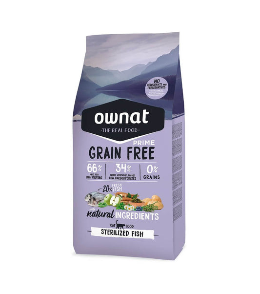 Ownat Prime Grain Free Sterilized pienso sin cereales para gatos esterilizados con pescado