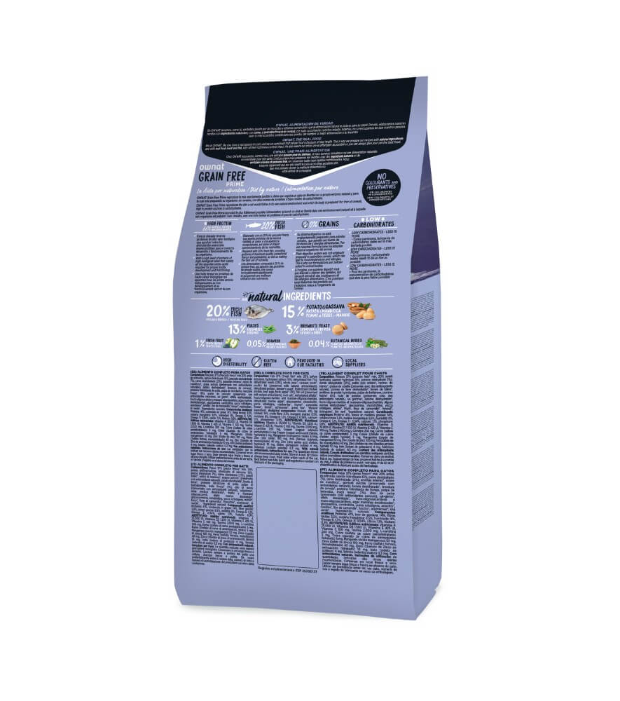 Ownat Prime Grain Free Sterilized pienso sin cereales para gatos esterilizados con pescado