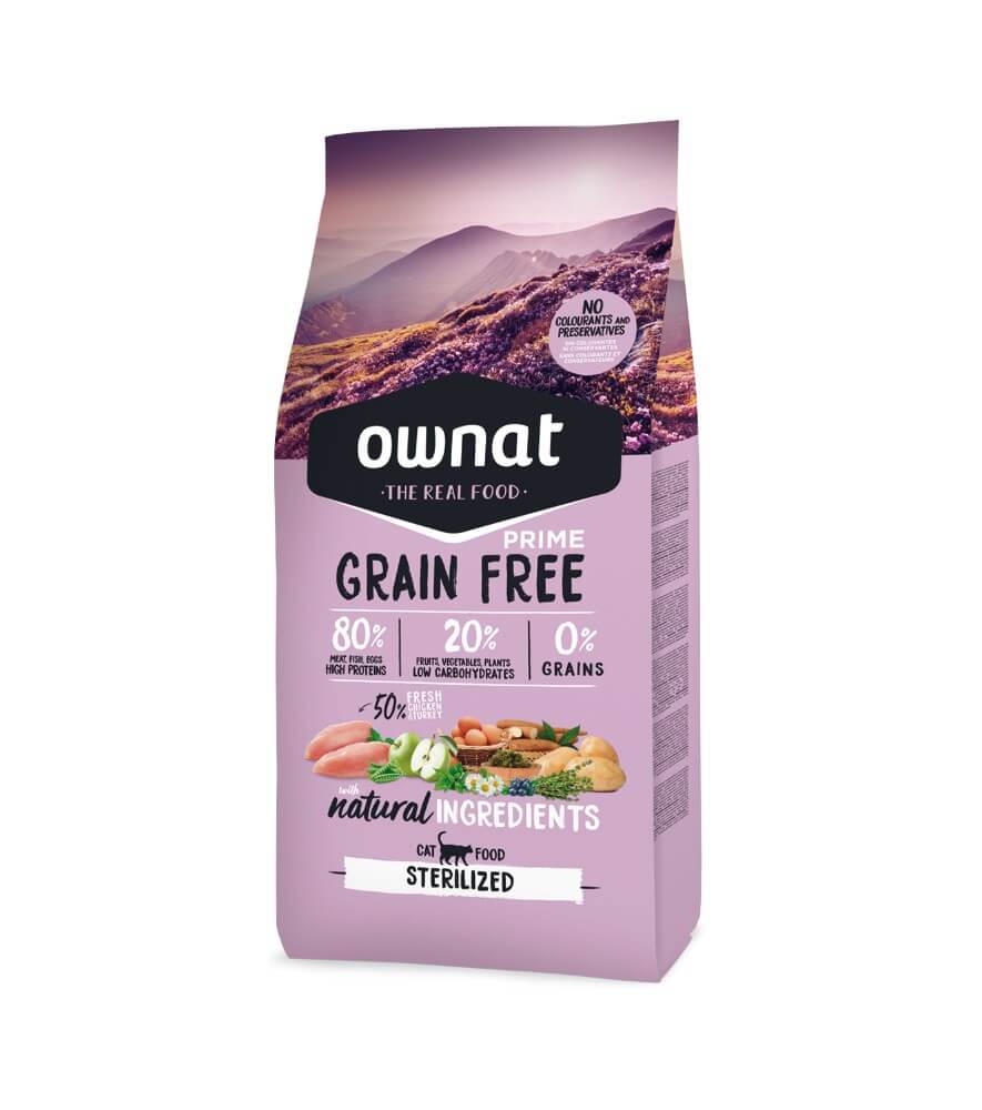 Ownat Prime Sterilized pienso natural sin cereales con pollo para gatos esterilizados
