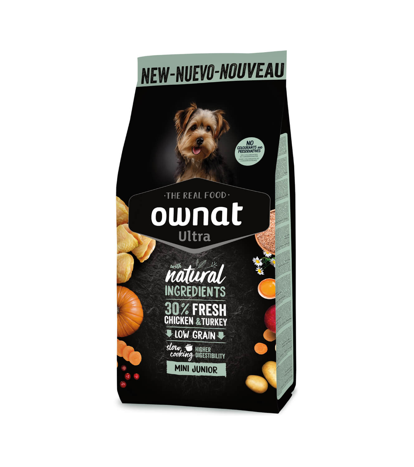 OWNAT Ultra Mini Junior Low Grain – pienso natural bajo en cereales para cachorros mini con pollo y pavo