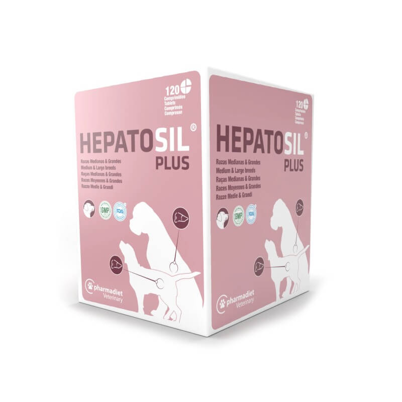 Hepatosil Plus Pharmadiet Veterinary razas medianas y grandes 120 comprimidos divisibles, suplemento hepático para perros con silibina y antioxidantes
