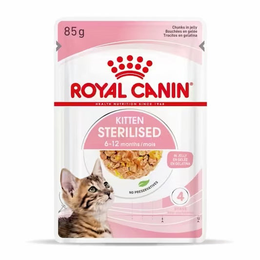 ROYAL CANIN Kitten Sterilised Jelly Pouch| Pack de 12 x 85 g para gatos Gabo y Gordo E Shop, la mejor tienda online en las Islas Canarias, España, tienda online para mascotas, perros, gatos, conejos, tortugas, animales, accesorios para mascotas en general. 
Gabo y Gordo E Shop in Canary Islands, the best store for pets, dogs, cats, rabbits, turtles, animals, pet accessories.