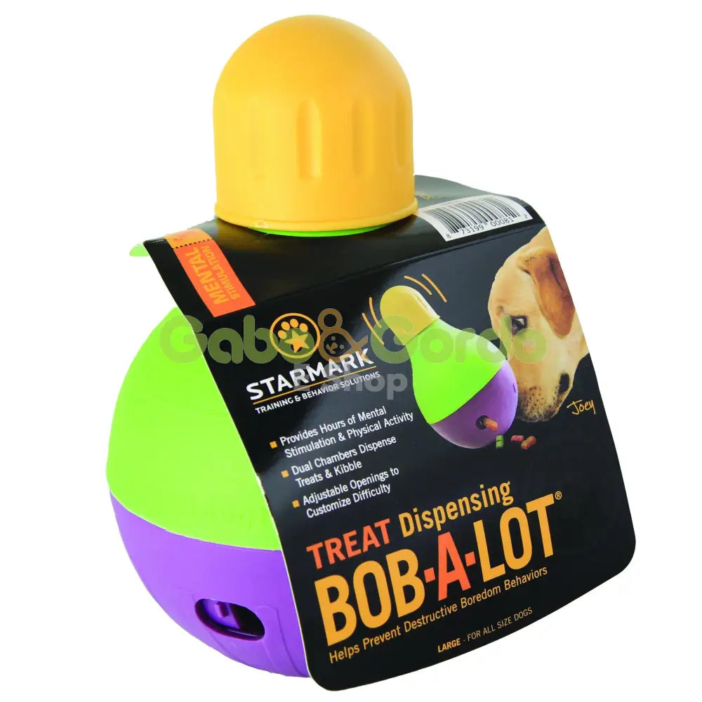 Juguete interactivo STARMARK BOB-A-LOT para perros – dispensador de alimento, estimula la mente y promueve alimentación más lenta y saludable.
