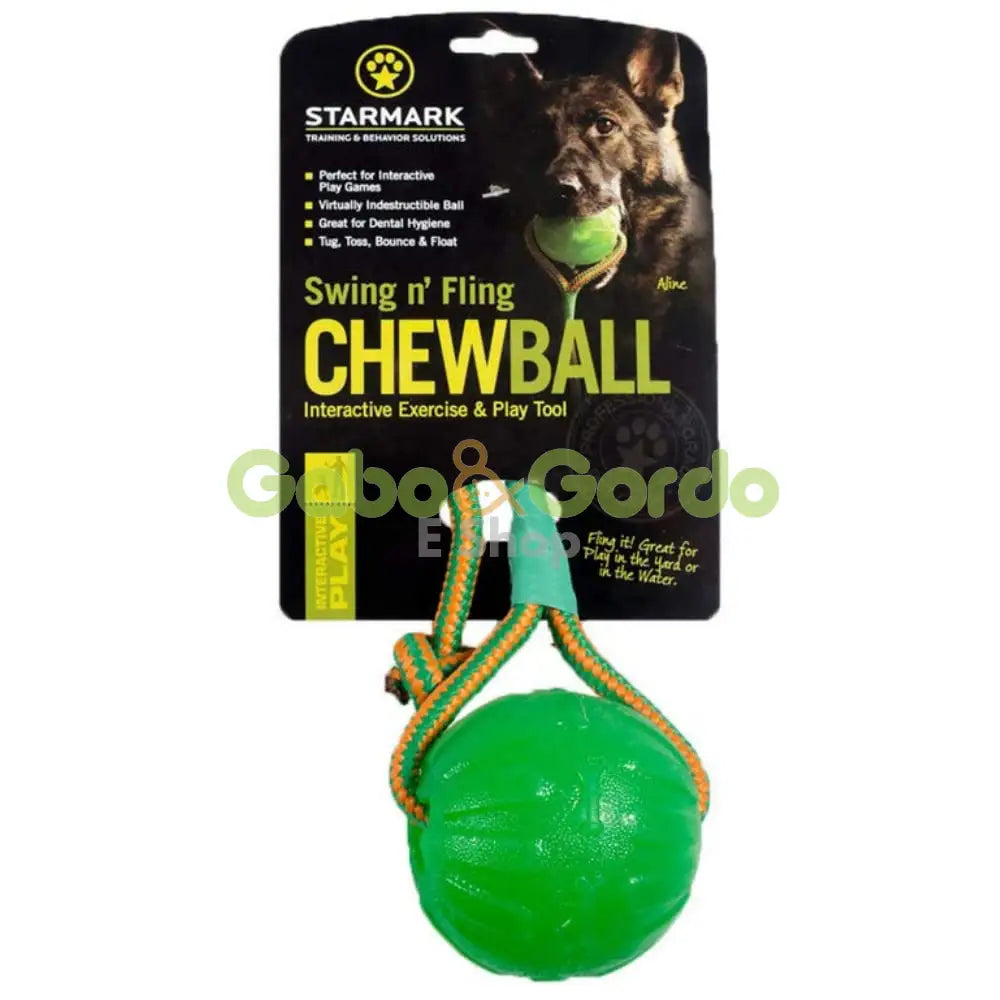 STARMARK Swing N Fling Chewball pelota dispensadora con cuerda para perros