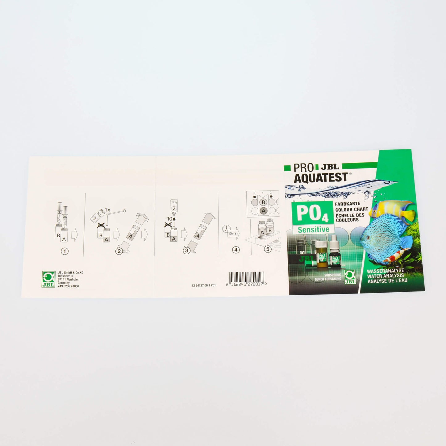 JBL PROAQUATEST PO4 Phosphat Sensitive Test rápido para determinar la concentración de fosfatos en acuarios marinos y de agua dulce y en estanques Gabo&Gordo Pet Shop en Las Palmas de Gran Canaria tienda para mascotas, perros, gatos, conejos, tortugas, animales, accesorios para mascotas