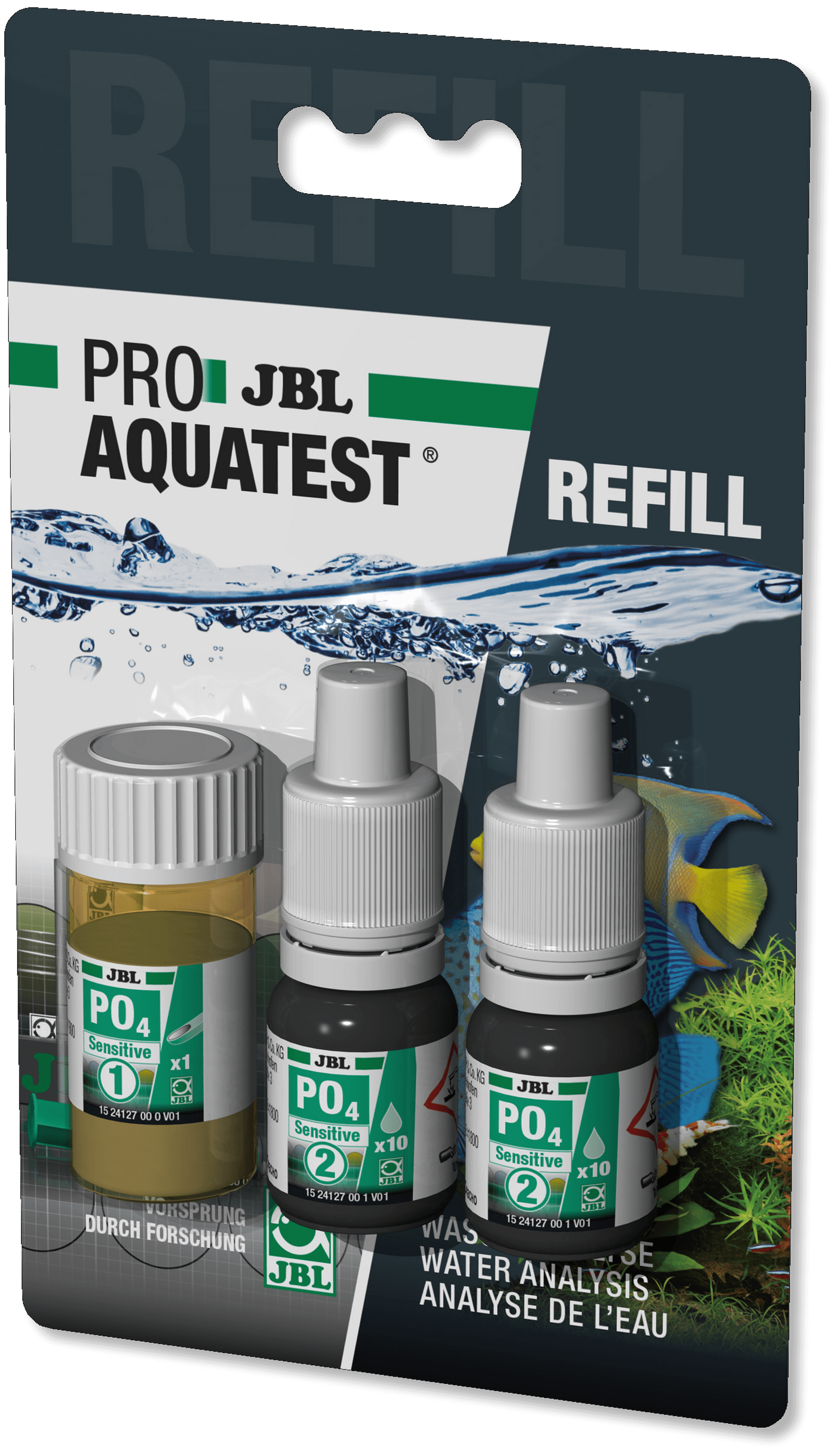JBL PROAQUATEST PO4 Phosphat Sensitive Test rápido para determinar la concentración de fosfatos en acuarios marinos y de agua dulce y en estanques Gabo&Gordo Pet Shop en Las Palmas de Gran Canaria tienda para mascotas, perros, gatos, conejos, tortugas, animales, accesorios para mascotas
