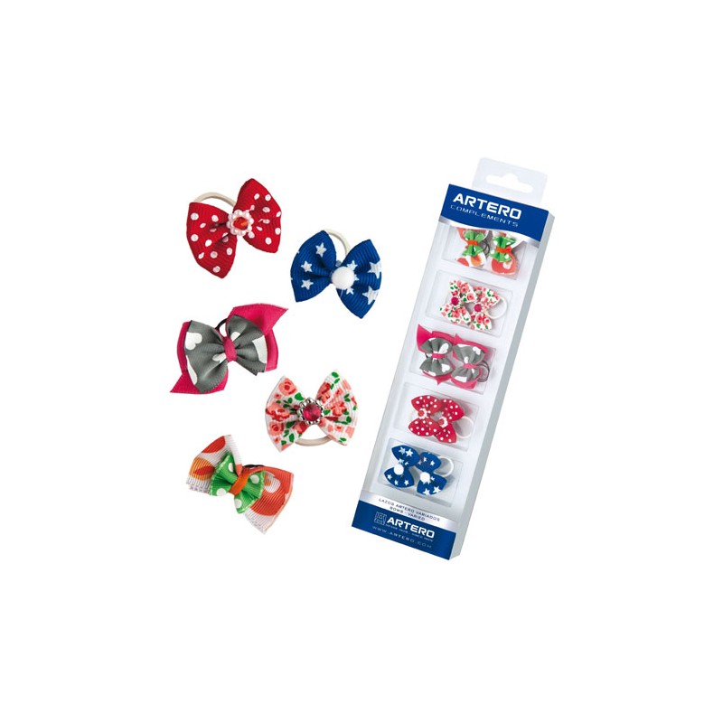 Compra online el pack Artero Lazos Variados para perros (10 unidades) con diseños adorables y goma elástica. Envío gratis en Gran Canaria desde 30 €. Envío a toda España.