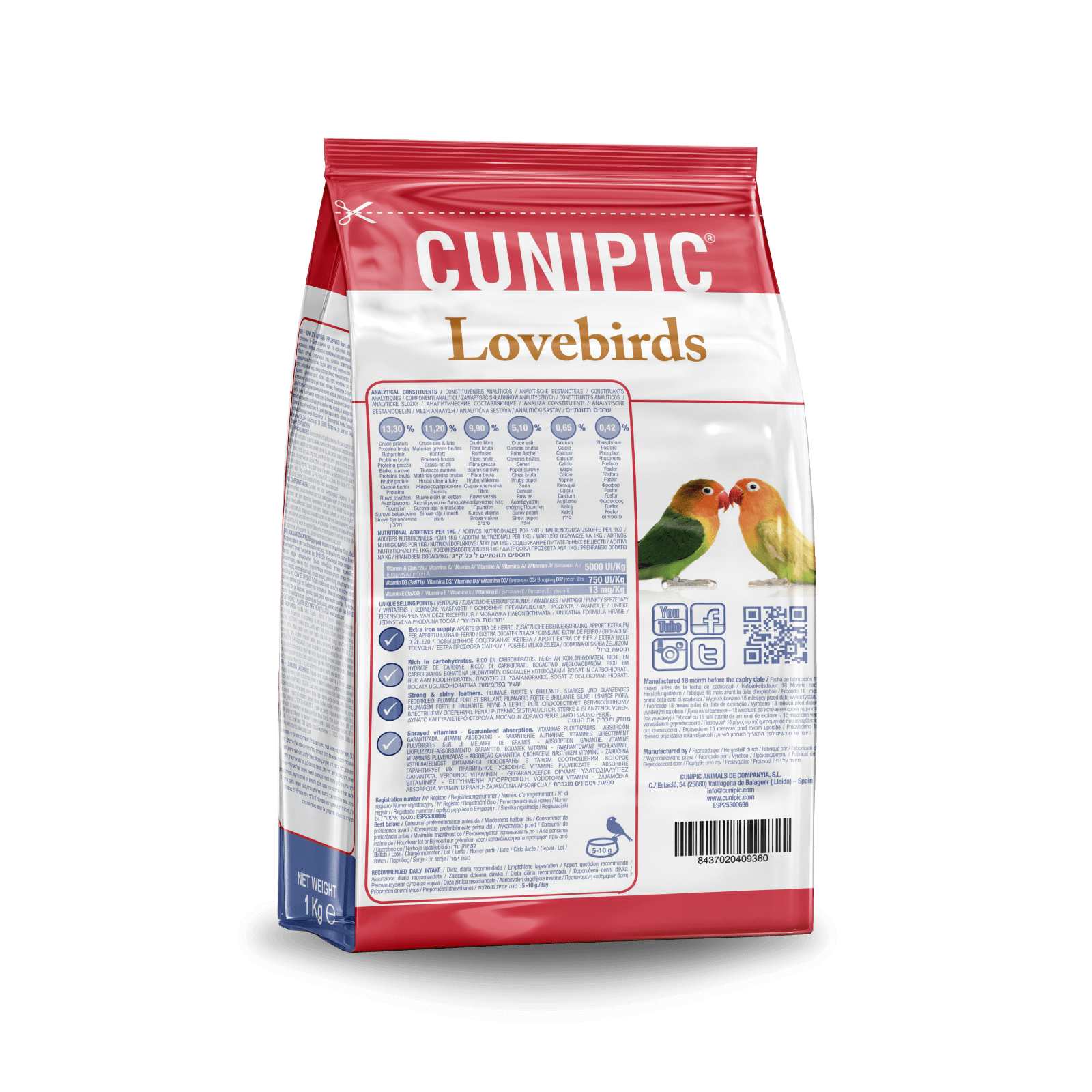 CUNIPIC LOVE BIRDS AGAPORNIS 1 kg