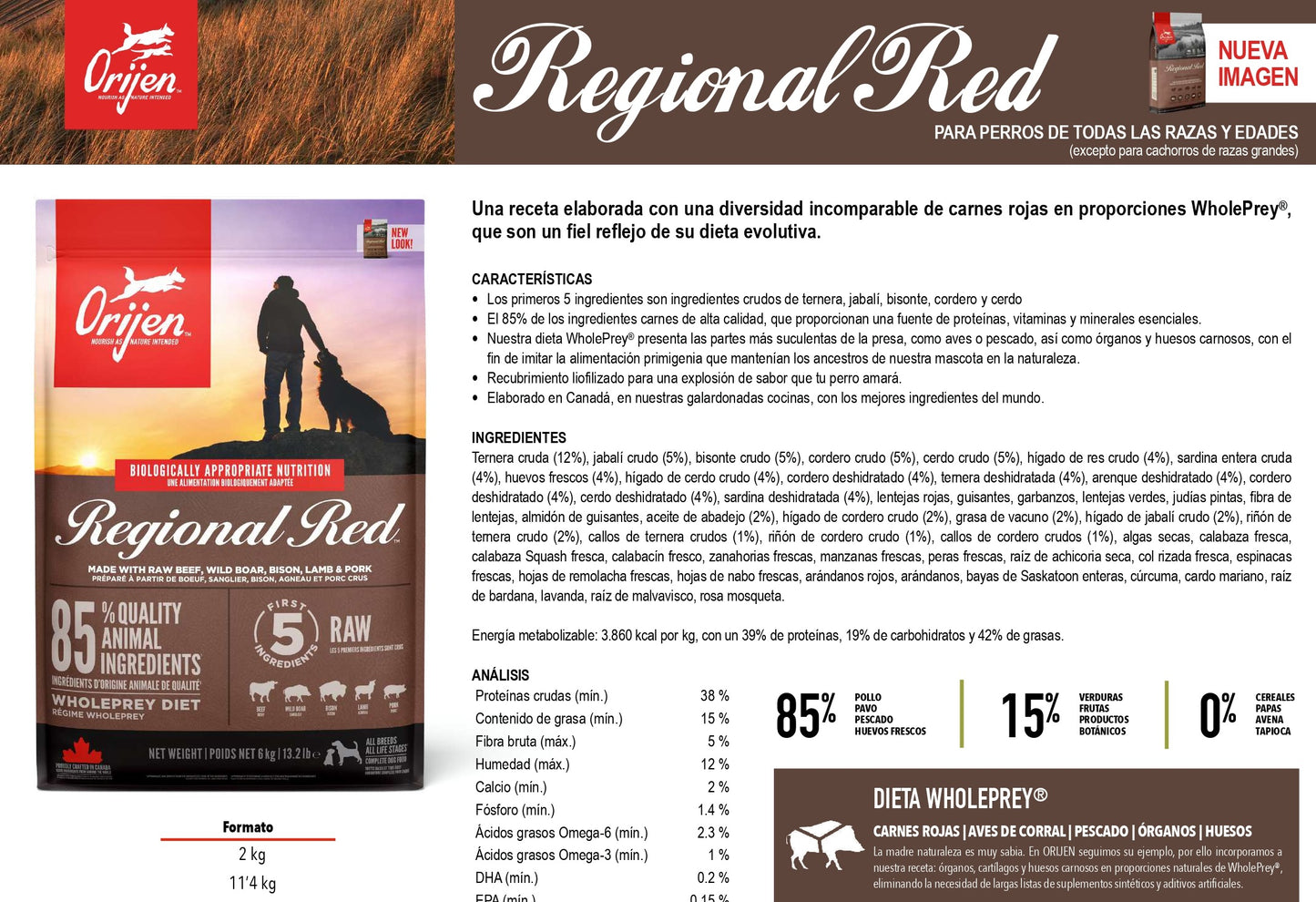 ORIJEN Regional Red | Pienso para perros de cualquier raza y tamaño Gabo y Gordo E Shop, la mejor tienda online en las Islas Canarias, España, tienda online para mascotas, perros, gatos, conejos, tortugas, animales, accesorios para mascotas en general. 
Gabo y Gordo E Shop in Canary Islands, the best store for pets, dogs, cats, rabbits, turtles, animals, pet accessories.