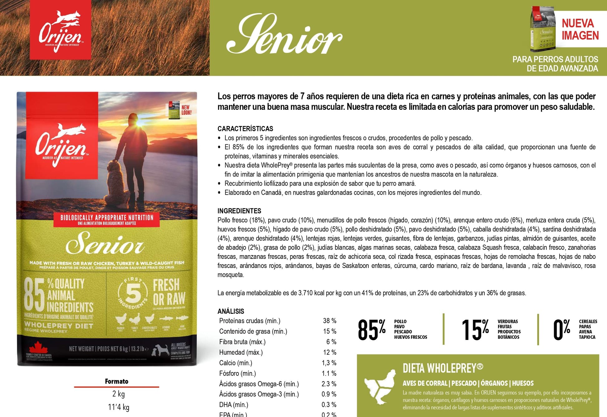 ORIJEN Senior | Pienso para perros adultos mayores de cualquier raza Gabo y Gordo E Shop, la mejor tienda online en las Islas Canarias, España, tienda online para mascotas, perros, gatos, conejos, tortugas, animales, accesorios para mascotas en general. 
Gabo y Gordo E Shop in Canary Islands, the best store for pets, dogs, cats, rabbits, turtles, animals, pet accessories.