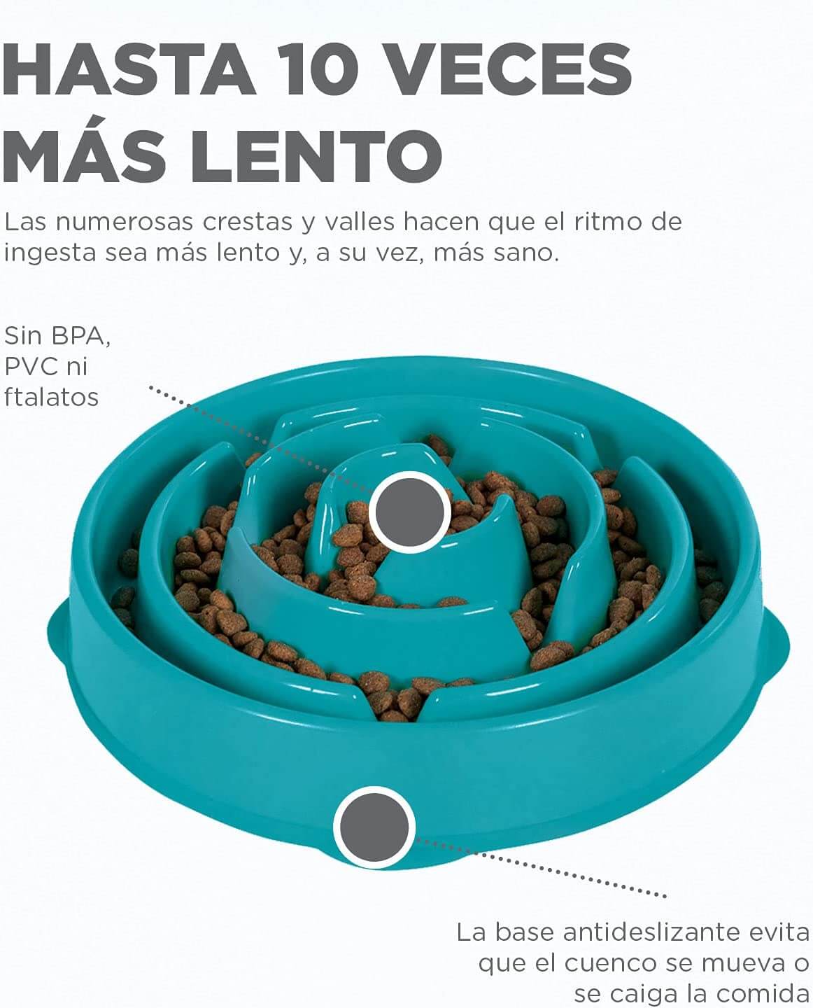 Outward Hound Fun Feeder Slo-Bowl - Comedero con obstáculos para Perros - Turquesa - Grande