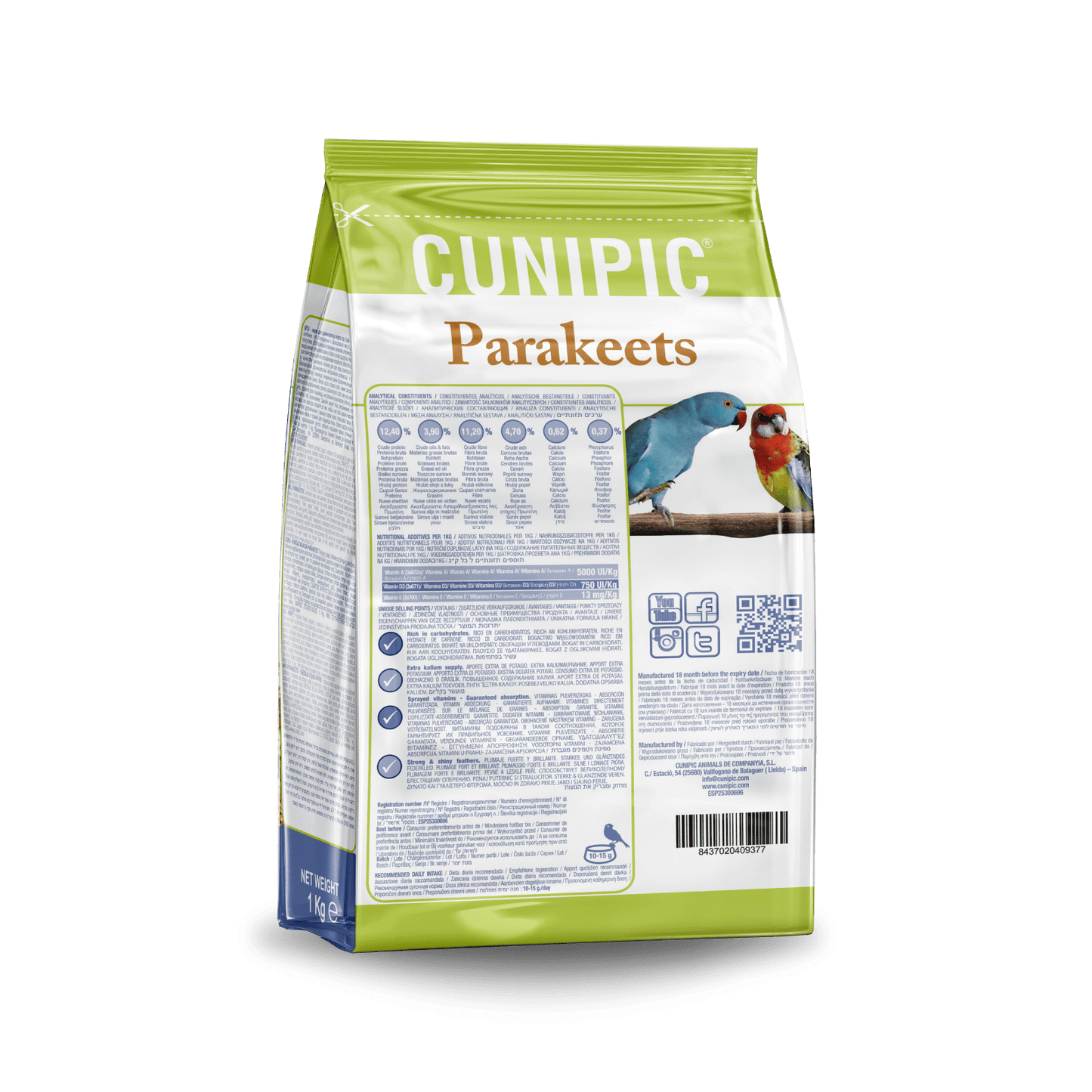 CUNIPIC LOVE BIRDS Ninfas 3 kg Gabo&Gordo Pet Shop en Las Palmas de Gran Canaria tienda para mascotas, perros, gatos, conejos, tortugas, animales, accesorios para mascotas