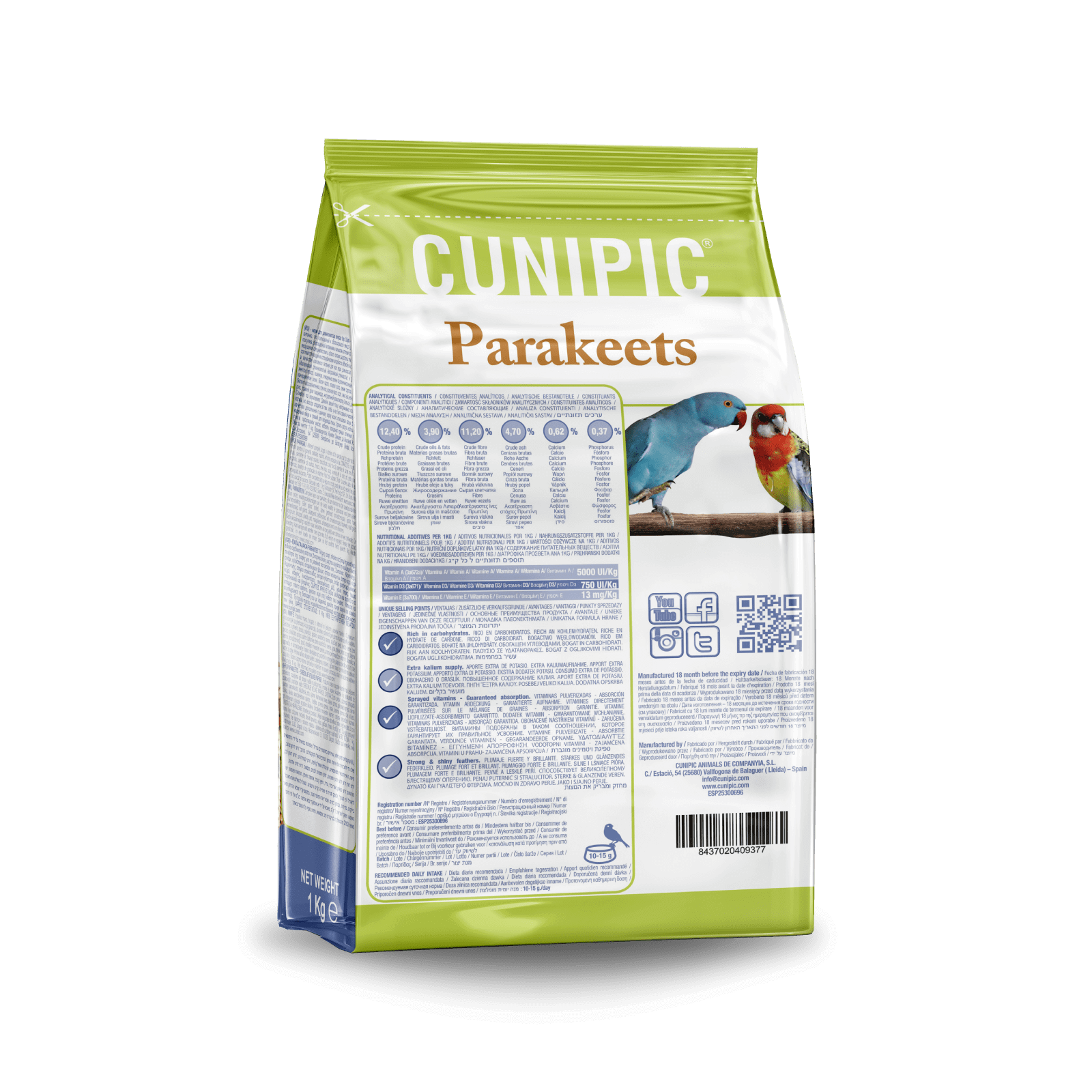 CUNIPIC LOVE BIRDS Ninfas 3 kg