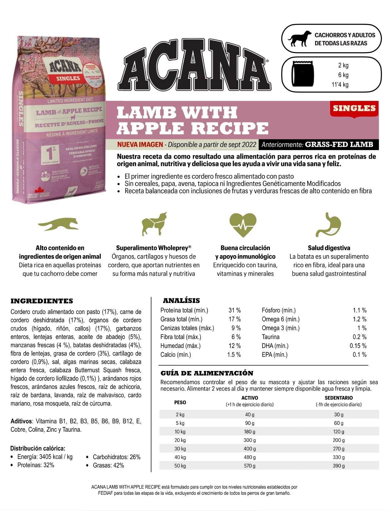 ACANA Lamb & Apple | Pienso natural sin cereales con cordero y manzana para perros