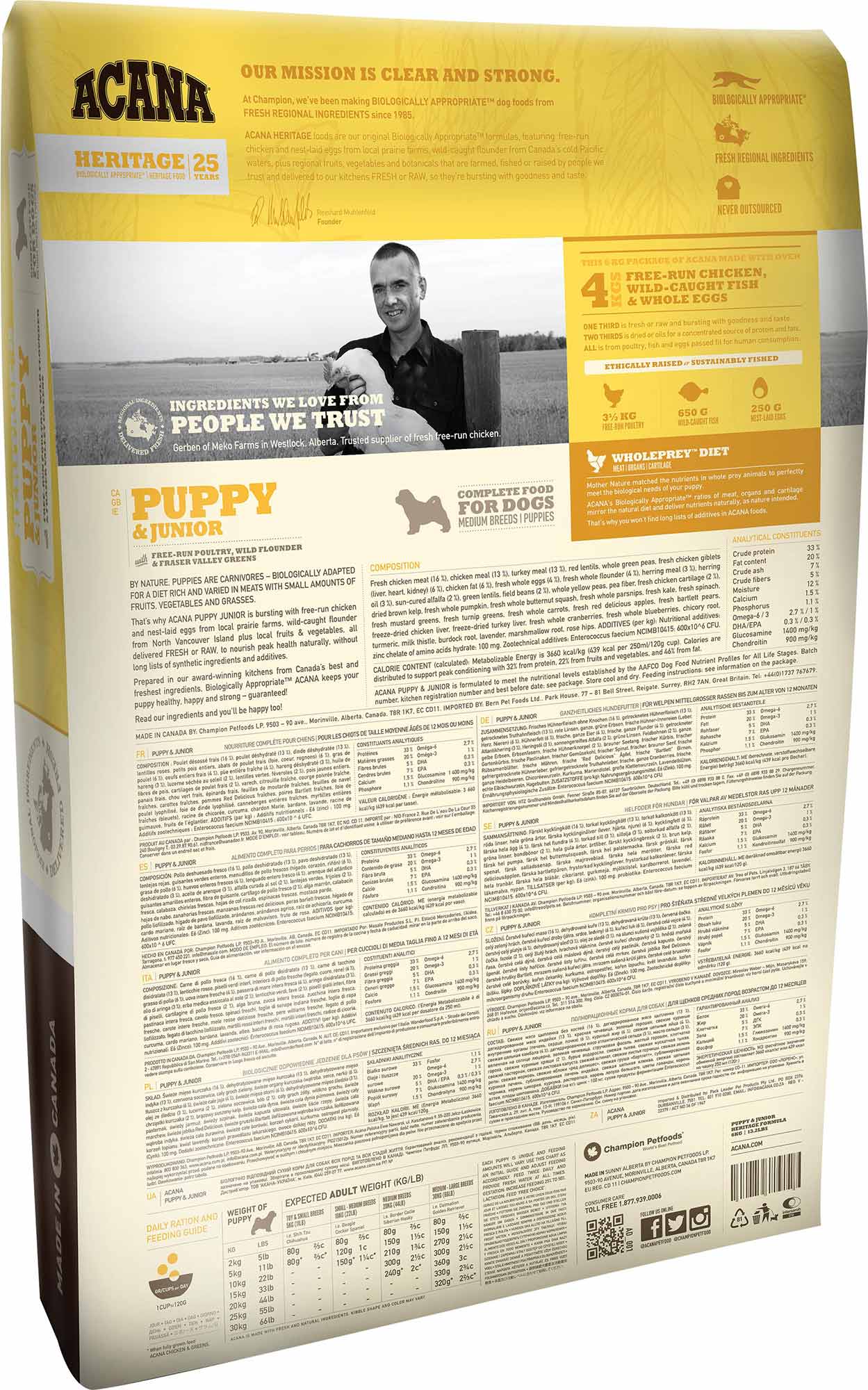 ACANA Puppy Recipe | Pienso natural sin cereales para cachorros de raza mediana