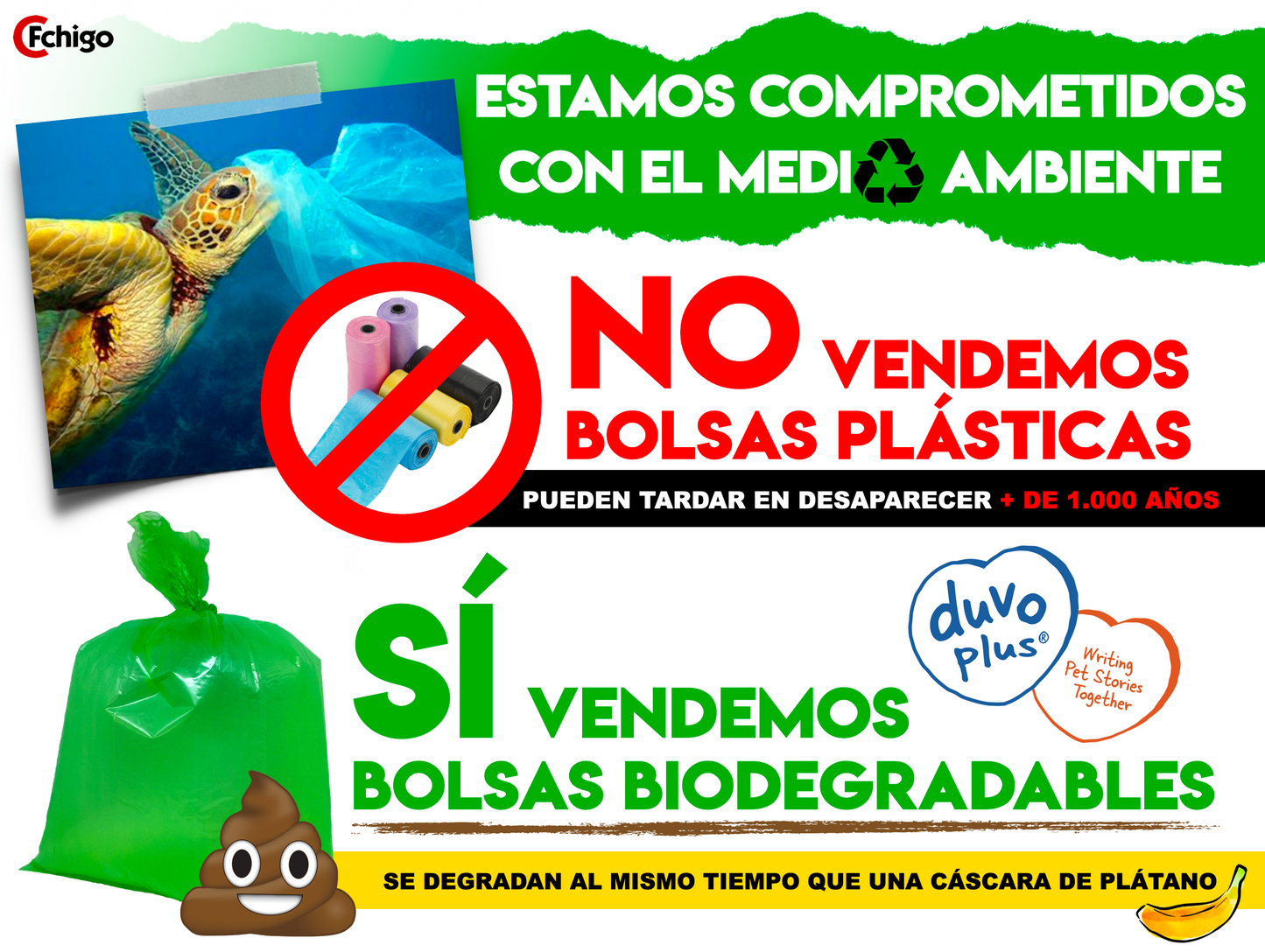 Bolsas biodegradables DUVO para excrementos de perro, 4x20 unidades