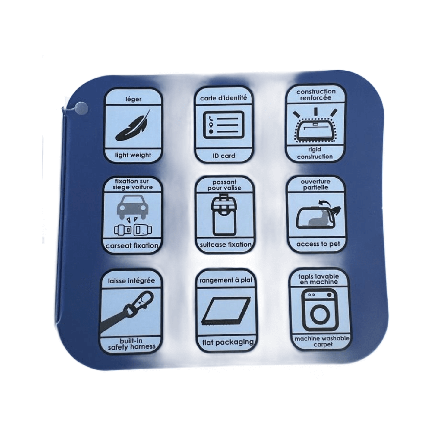 Bolso de transporte Santorini azul ZU&LU para mascotas. Apto para cabina. Perros y gatos pequeños. Diseño resistente, moderno y cómodo.
