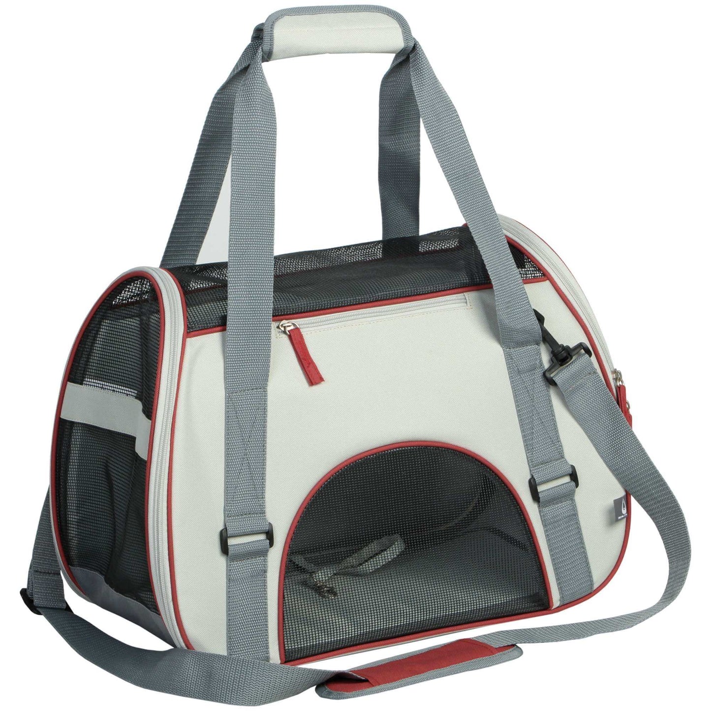 Bolso transportín ZU&LU modelo Alor SharkSkin gris de 47 cm para perros y gatos pequeños, seguro, transpirable y con diseño moderno.