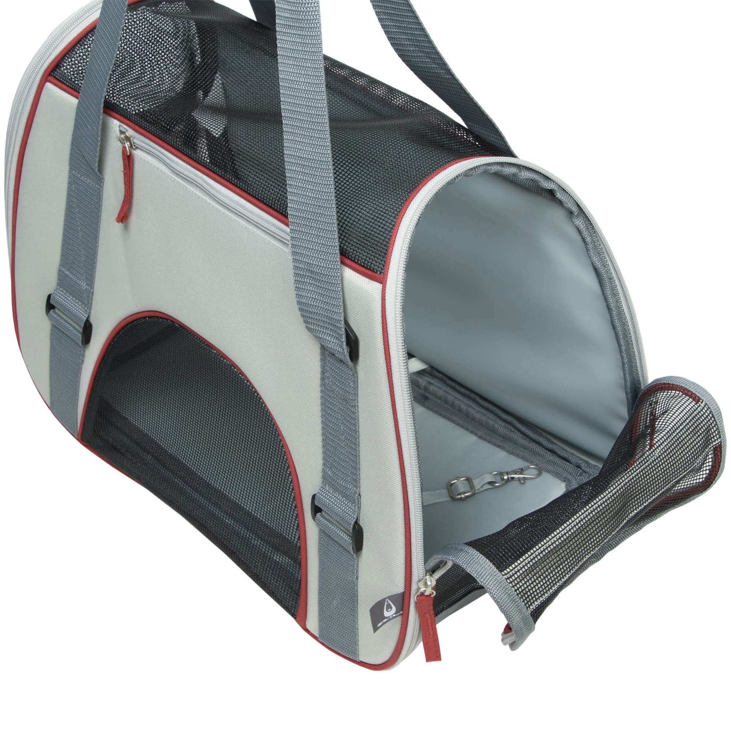 Bolso transportín ZU&LU modelo Alor SharkSkin gris de 47 cm para perros y gatos pequeños, seguro, transpirable y con diseño moderno.