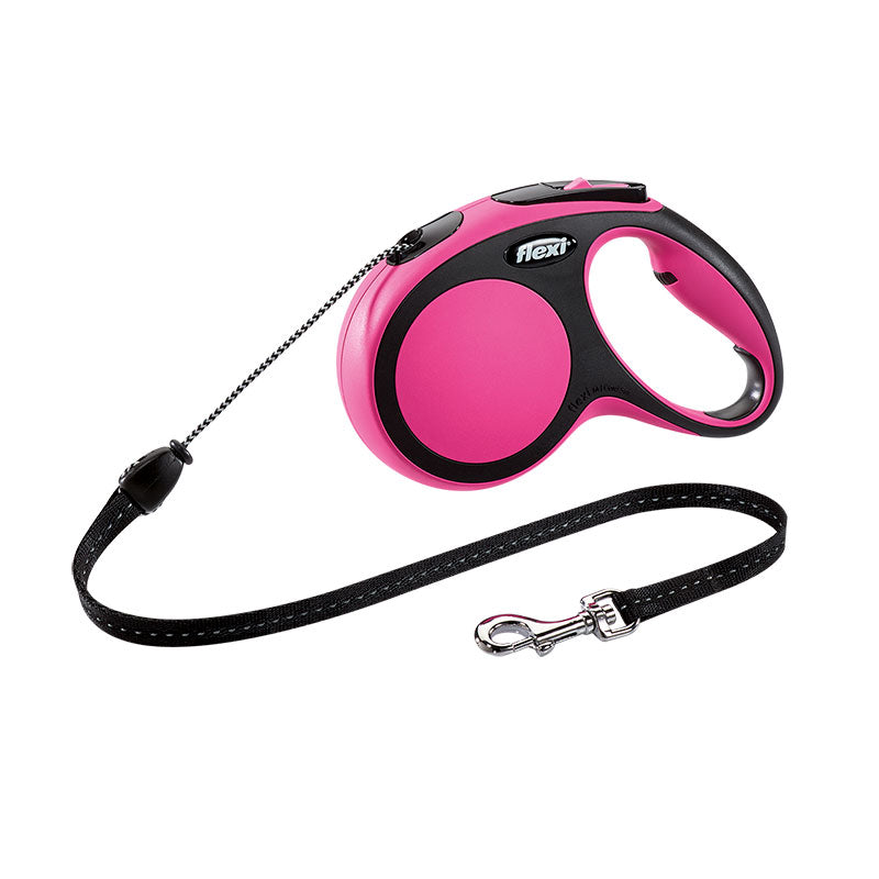 Correa extensible FLEXI NEW COMFORT rosa de 5 metros para perros hasta 20 kg y 60 kg