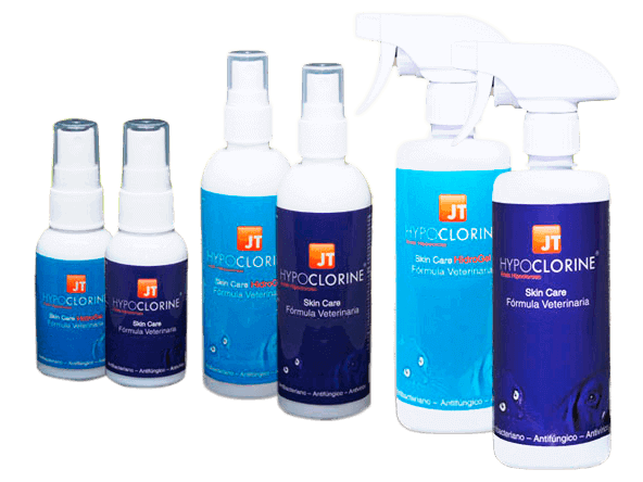 Spray JT Hypoclorine Skin Care para higiene de piel en perros y gatos