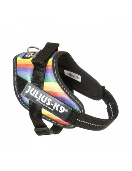Arnés JULIUS K9 IDC Powerharness Arco Iris reflectante y ergonómico para perros