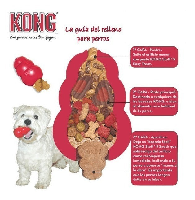KONG Classic juguete resistente de caucho natural para perros, ideal para masticar, jugar y rellenar con snacks, disponible en Gabo y Gordo E Shop.