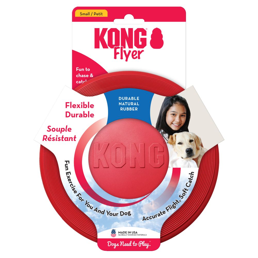 KONG Flyer Classic frisbee resistente y flexible para perros, seguro para dientes y encías