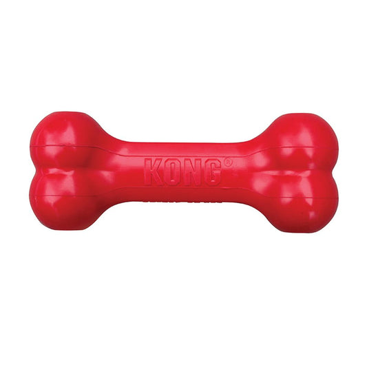 KONG Goodie Bone Rojo hueso dispensador de golosinas para perros con Denta-Ridges