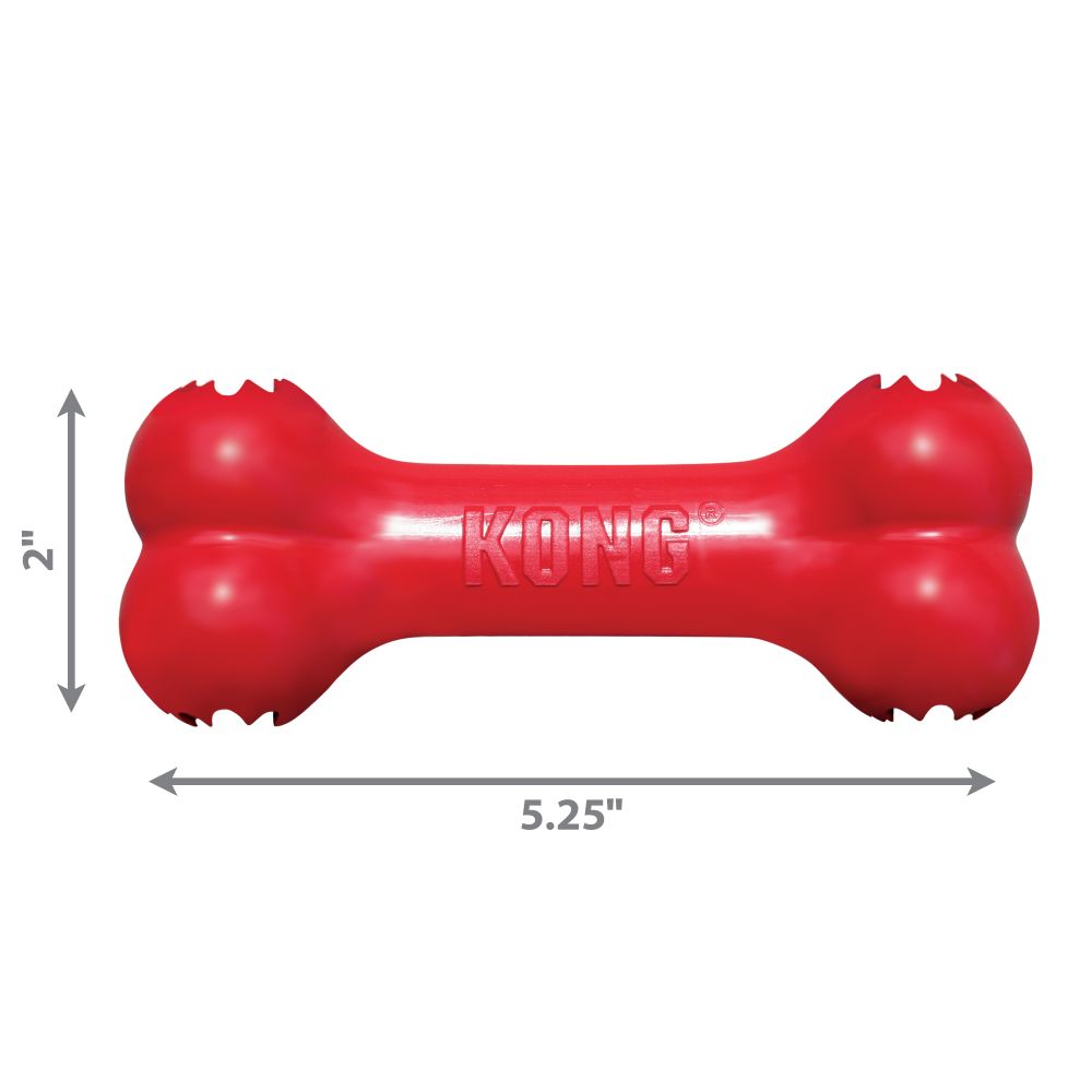 KONG Goodie Bone Rojo hueso dispensador de golosinas para perros con Denta-Ridges