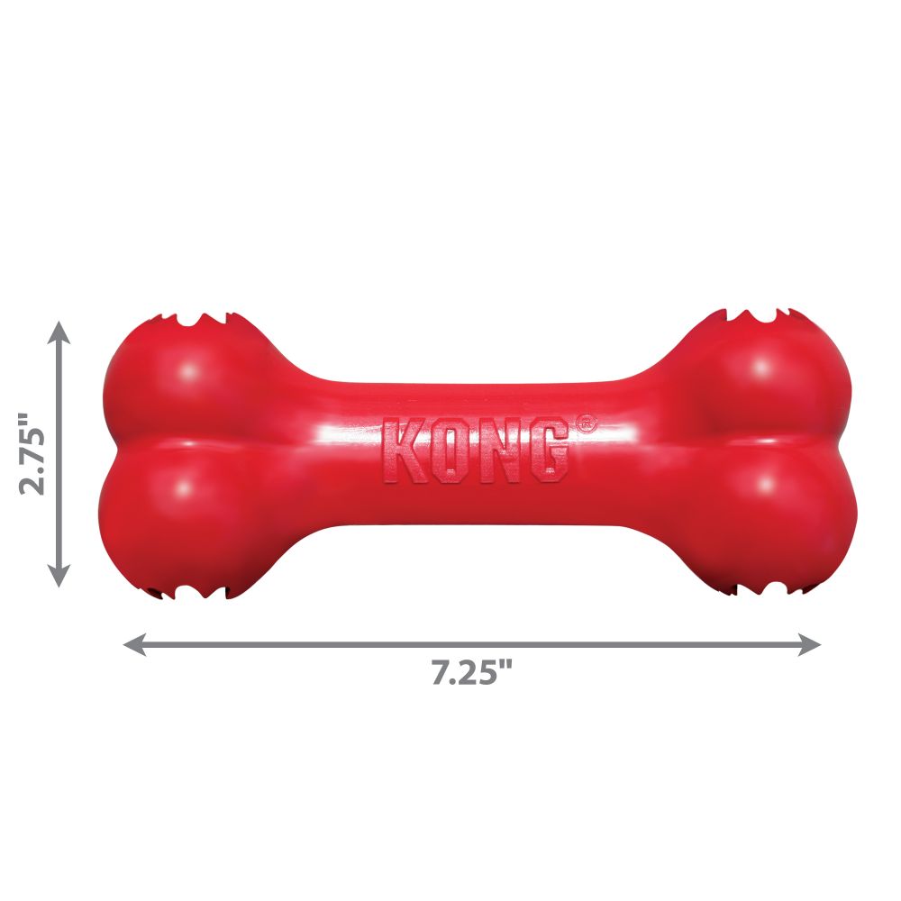KONG Goodie Bone Rojo hueso dispensador de golosinas para perros con Denta-Ridges