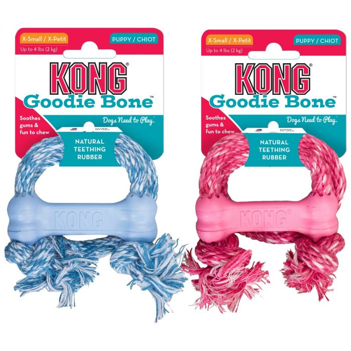 KONG Goodie Bone Puppy es el juguete ideal para cachorros. Hueso de goma blanda con cuerda dental para morder y jugar. Envío gratis desde 30 € en Gran Canaria.