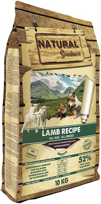 NATURAL GREATNESS Cordero pienso sin cereales para perros con digestión sensible medianos y grandes