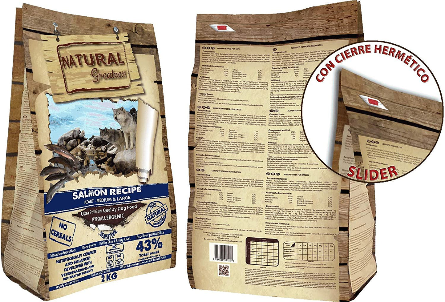 NATURAL GREATNESS Salmón pienso sin cereales para perros adultos medianos y grandes