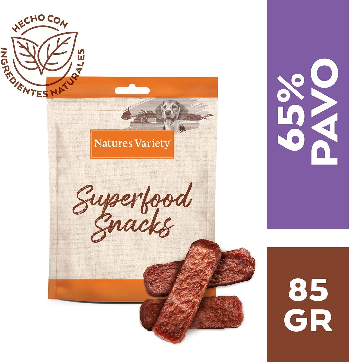 Barritas naturales para perros con pavo, arándanos rojos y calabaza. Snack complementario bajo en calorías cocido al horno, sin aditivos.
