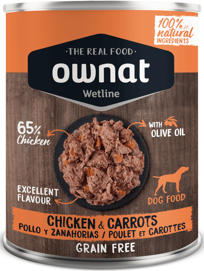 Ownat Wetline Pollo y Zanahorias – Comida húmeda natural para perros