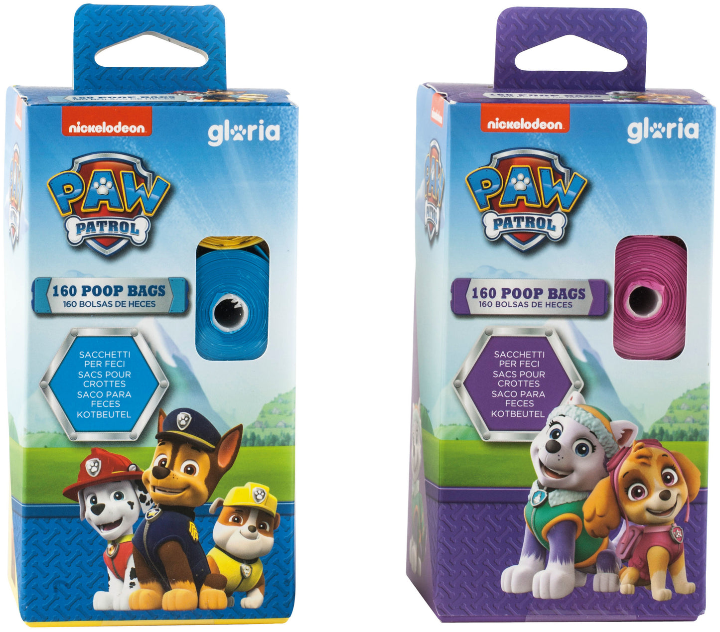 PAW PATROL bolsas biodegradables para perros con aroma, colores rosa, azul y amarillo – 8x20 uds