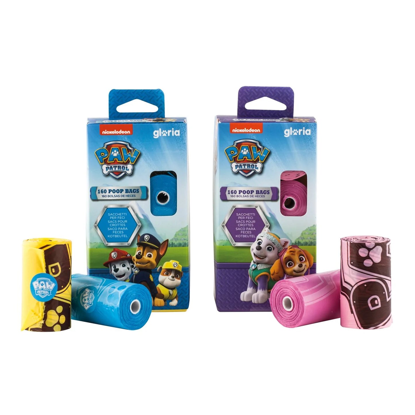 PAW PATROL bolsas biodegradables para perros con aroma, colores rosa, azul y amarillo – 8x20 uds