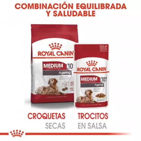 Pack Royal Canin Medium Ageing 10+ 10x140g para perros medianos sénior