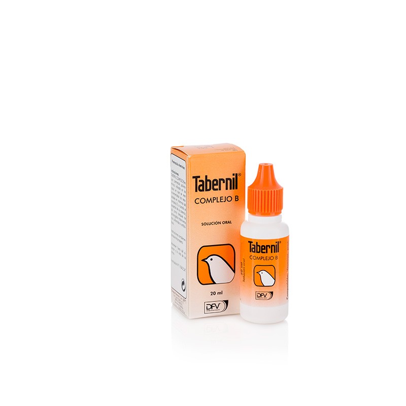 Suplemento vitamínico Tabernil Complejo B para aves ornamentales en frasco de 20 ml