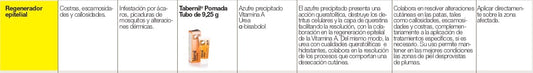 Tabernil Pomada 9,5 g para regeneración cutánea en patas de aves ornamentales.