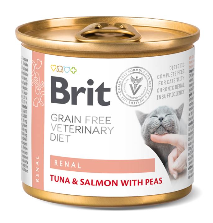 BRIT CARE VET DIETS CAT RENAL | Comida húmeda para Gatos 200 g x 6 unidades sin cereales