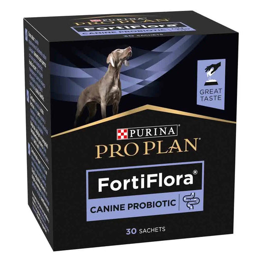 Veterinary Diets Fortiflora Canine Probiotic Supplement Complemento alimenticio para perros que ayuda a su equilibrio y salud intestinal.  Suplemento probiótico para el control dietético de los perros con diarrea