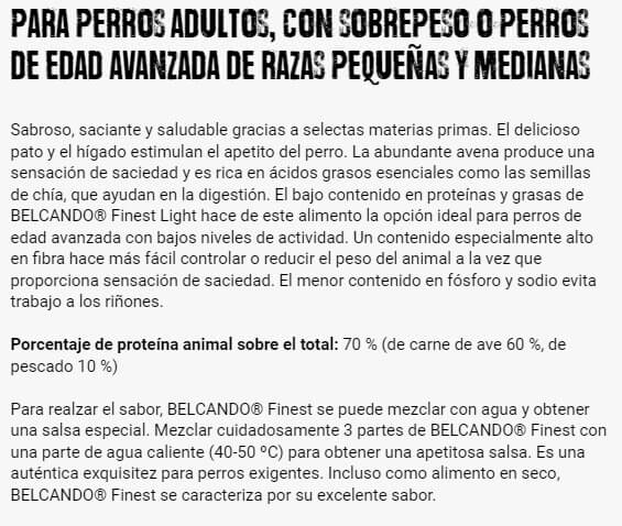 BELCANDO Finest Light | Pienso para perros pequeños y medianos con sobrepeso Gabo&Gordo Pet Shop en Las Palmas de Gran Canaria tienda para mascotas, perros, gatos, conejos, tortugas, animales, accesorios para mascotas