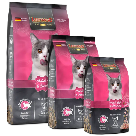LEONARDO Adult Light &amp; Sterilised | Pienso para gatos a partir de un año de edad y esterilizados.  Gabo y Gordo E Shop, la mejor tienda online en Gran Canaria, Islas Canarias, España, tienda online para mascotas, perros, gatos, conejos, tortugas, animales, accesorios para mascotas en general. 
Gabo y Gordo E Shop is the best online pet shop in Gran Canaria, Canary Islands, Spain.