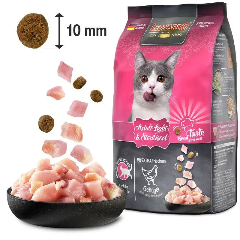 LEONARDO Adult Light &amp; Sterilised | Pienso para gatos a partir de un año de edad y esterilizados.  Gabo y Gordo E Shop, la mejor tienda online en Gran Canaria, Islas Canarias, España, tienda online para mascotas, perros, gatos, conejos, tortugas, animales, accesorios para mascotas en general. 
Gabo y Gordo E Shop is the best online pet shop in Gran Canaria, Canary Islands, Spain.
