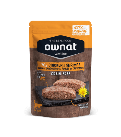 OWNAT pollo y langostinos comida húmeda para gato 85 g x 12 unidades Gabo y Gordo E Shop, la mejor tienda online en las Islas Canarias, España, tienda online para mascotas, perros, gatos, conejos, tortugas, animales, accesorios para mascotas en general. 
Gabo y Gordo E Shop in Canary Islands, the best store for pets, dogs, cats, rabbits, turtles, animals, pet accessories.