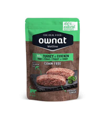 OWNAT pavo y pollo comida húmeda para gato 85 g x 12 unidades Gabo y Gordo Pet Shop en Las Palmas de Gran Canaria tienda para mascotas, perros, gatos, conejos, tortugas, animales, accesorios para mascotas.