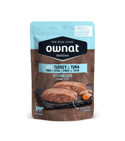 OWNAT pavo y atún comida húmeda para gato esterilizado 85g x 12 uds Gabo y Gordo Pet Shop en Las Palmas de Gran Canaria tienda para mascotas, perros, gatos, conejos, tortugas, animales, accesorios para mascotas.