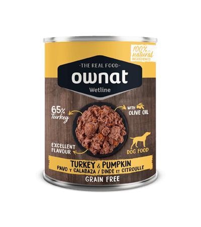 OWNAT pavo con calabaza comida húmeda para perro 400 g x 12 unidades Gabo y Gordo Pet Shop en Las Palmas de Gran Canaria tienda para mascotas, perros, gatos, conejos, tortugas, animales, accesorios para mascotas.